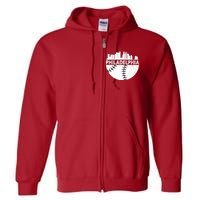 Vintage Philadelphia Skyline Baseball Retro Cityscap Full Zip Hoodie