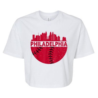 Vintage Philadelphia Skyline Baseball Retro Cityscap Bella+Canvas Jersey Crop Tee