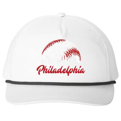 Vintage Philadelphia Skyline Retro Cityscape Snapback Five-Panel Rope Hat