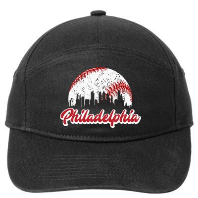 Vintage Philadelphia Skyline Retro Cityscape 7-Panel Snapback Hat