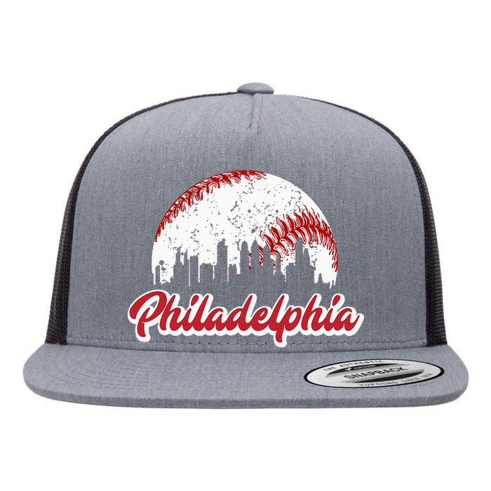 Vintage Philadelphia Skyline Retro Cityscape Flat Bill Trucker Hat