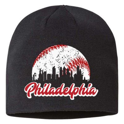 Vintage Philadelphia Skyline Retro Cityscape Sustainable Beanie