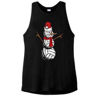 Volleyball Player Snowman Merry Xmas Christmas Day Ladies PosiCharge Tri-Blend Wicking Tank