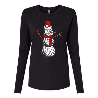 Volleyball Player Snowman Merry Xmas Christmas Day Womens Cotton Relaxed Long Sleeve T-Shirt