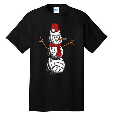 Volleyball Player Snowman Merry Xmas Christmas Day Tall T-Shirt