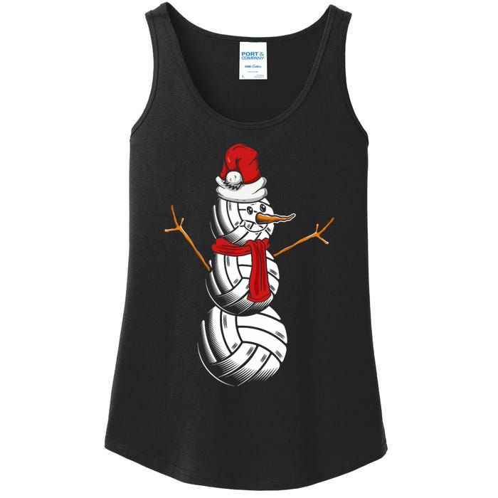 Volleyball Player Snowman Merry Xmas Christmas Day Ladies Essential Tank