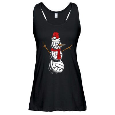 Volleyball Player Snowman Merry Xmas Christmas Day Ladies Essential Flowy Tank