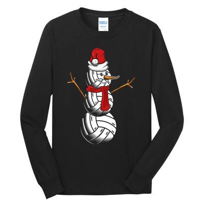 Volleyball Player Snowman Merry Xmas Christmas Day Tall Long Sleeve T-Shirt