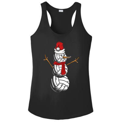 Volleyball Player Snowman Merry Xmas Christmas Day Ladies PosiCharge Competitor Racerback Tank