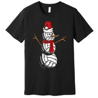 Volleyball Player Snowman Merry Xmas Christmas Day Premium T-Shirt