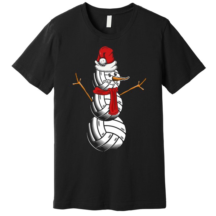 Volleyball Player Snowman Merry Xmas Christmas Day Premium T-Shirt