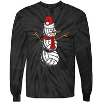 Volleyball Player Snowman Merry Xmas Christmas Day Tie-Dye Long Sleeve Shirt