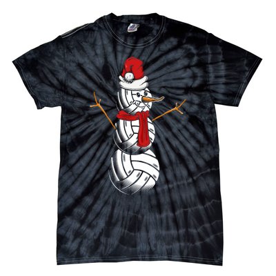 Volleyball Player Snowman Merry Xmas Christmas Day Tie-Dye T-Shirt