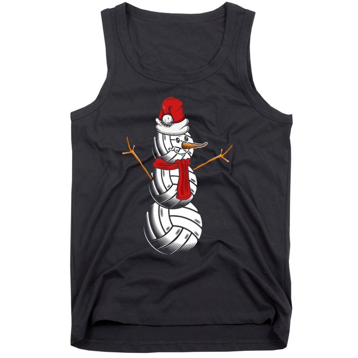 Volleyball Player Snowman Merry Xmas Christmas Day Tank Top