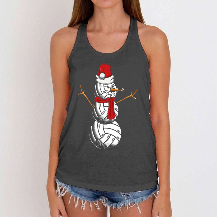 Volleyball Player Snowman Merry Xmas Christmas Day Women's Knotted Racerback Tank