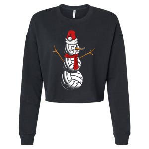 Volleyball Player Snowman Merry Xmas Christmas Day Cropped Pullover Crew