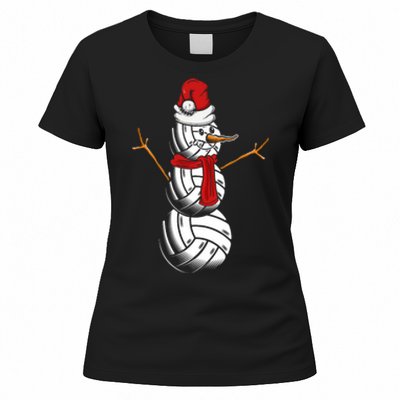 Volleyball Player Snowman Merry Xmas Christmas Day Women's T-Shirt