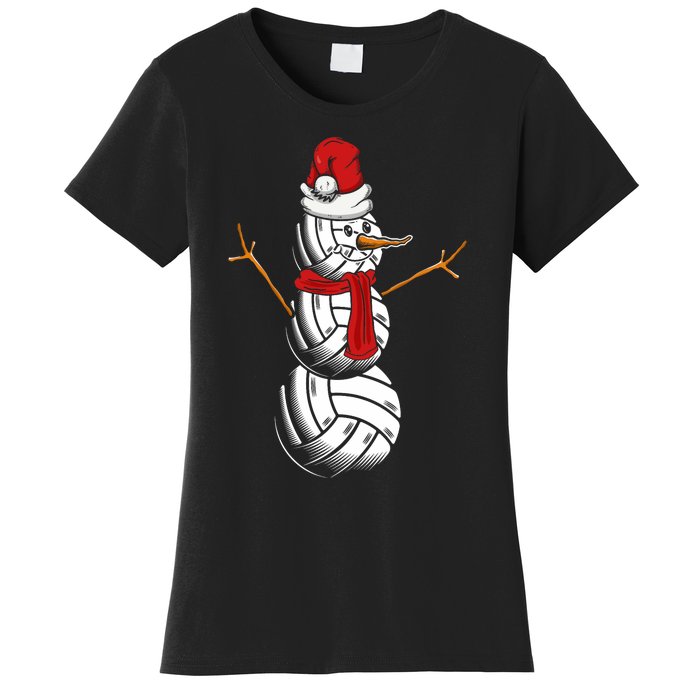 Volleyball Player Snowman Merry Xmas Christmas Day Women's T-Shirt