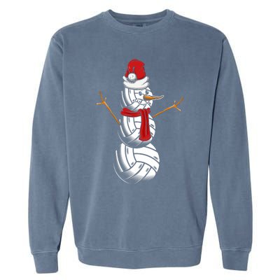 Volleyball Player Snowman Merry Xmas Christmas Day Garment-Dyed Sweatshirt