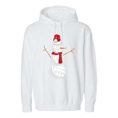 Volleyball Player Snowman Merry Xmas Christmas Day Garment-Dyed Fleece Hoodie