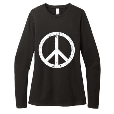 Vintage Peace Sign White Distressed Gift Womens CVC Long Sleeve Shirt