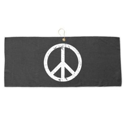 Vintage Peace Sign White Distressed Gift Large Microfiber Waffle Golf Towel