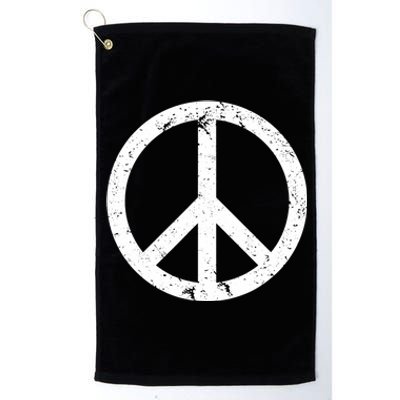 Vintage Peace Sign White Distressed Gift Platinum Collection Golf Towel