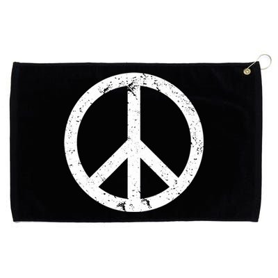 Vintage Peace Sign White Distressed Gift Grommeted Golf Towel