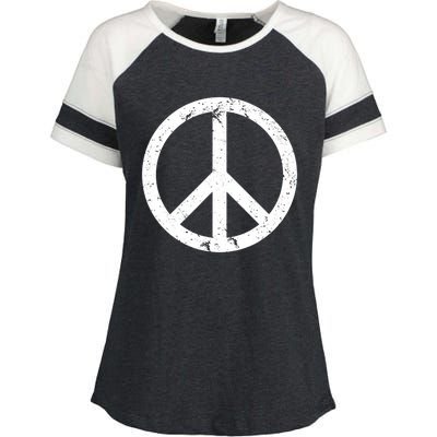 Vintage Peace Sign White Distressed Gift Enza Ladies Jersey Colorblock Tee