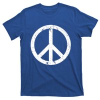 Vintage Peace Sign White Distressed Gift T-Shirt