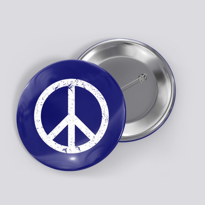 Vintage Peace Sign White Distressed Gift Button