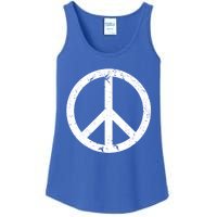 Vintage Peace Sign White Distressed Gift Ladies Essential Tank