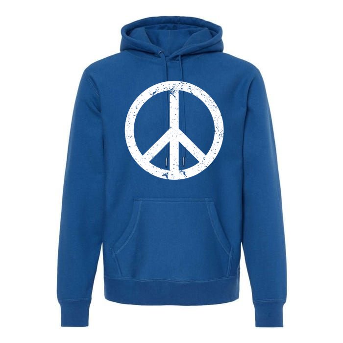 Vintage Peace Sign White Distressed Gift Premium Hoodie