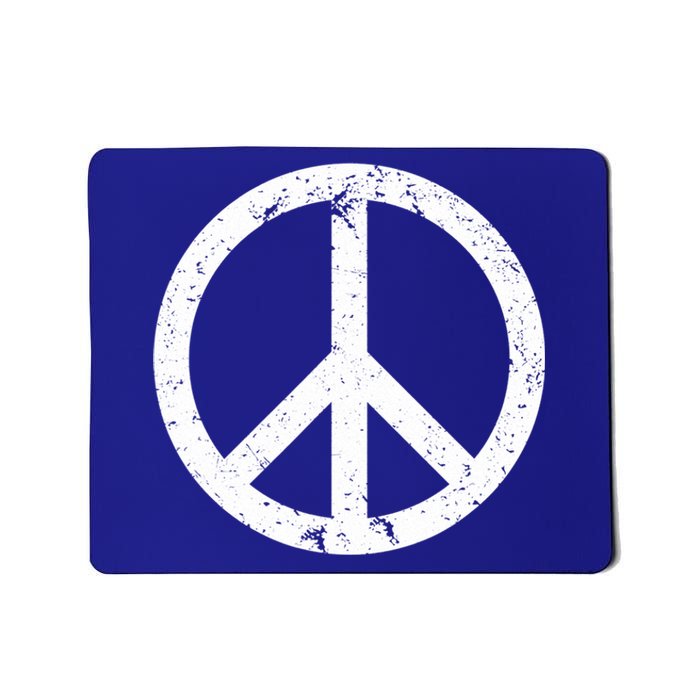 Vintage Peace Sign White Distressed Gift Mousepad