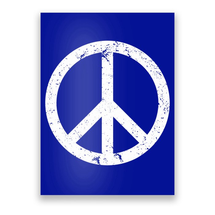 Vintage Peace Sign White Distressed Gift Poster