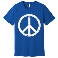 Vintage Peace Sign White Distressed Gift Premium T-Shirt