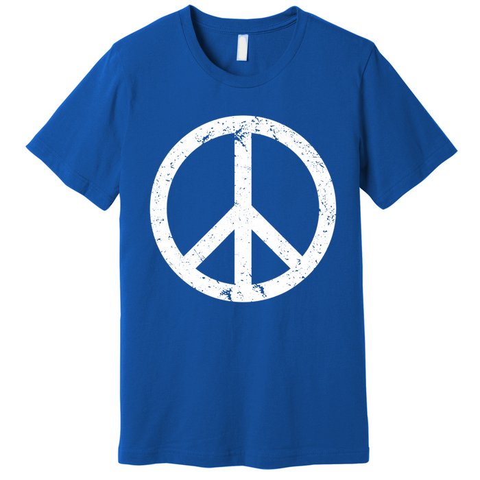 Vintage Peace Sign White Distressed Gift Premium T-Shirt