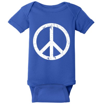 Vintage Peace Sign White Distressed Gift Baby Bodysuit