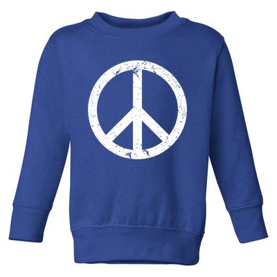 Vintage Peace Sign White Distressed Gift Toddler Sweatshirt