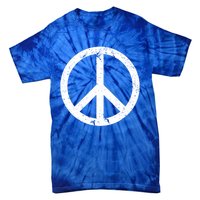 Vintage Peace Sign White Distressed Gift Tie-Dye T-Shirt