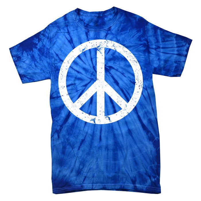 Vintage Peace Sign White Distressed Gift Tie-Dye T-Shirt