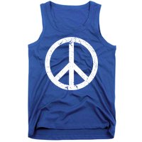 Vintage Peace Sign White Distressed Gift Tank Top