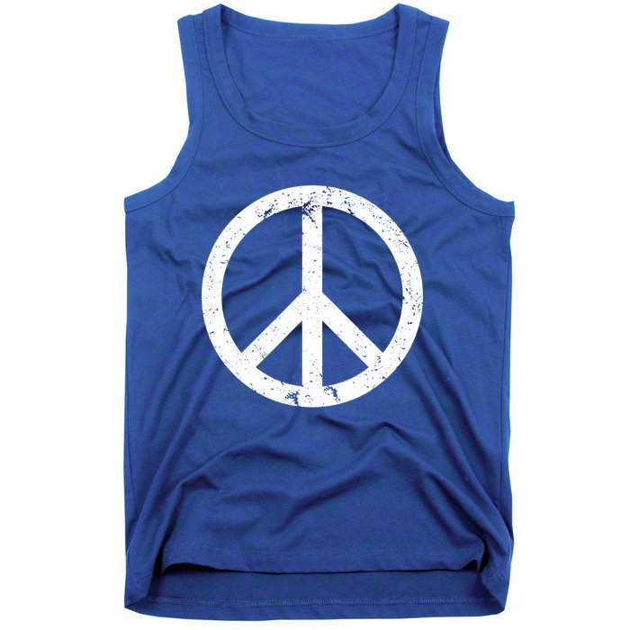 Vintage Peace Sign White Distressed Gift Tank Top