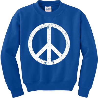 Vintage Peace Sign White Distressed Gift Kids Sweatshirt