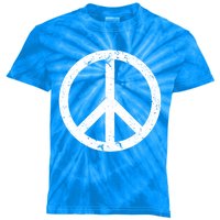 Vintage Peace Sign White Distressed Gift Kids Tie-Dye T-Shirt