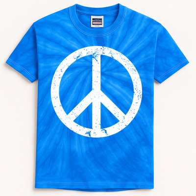 Vintage Peace Sign White Distressed Gift Kids Tie-Dye T-Shirt