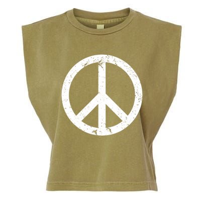 Vintage Peace Sign White Distressed Gift Garment-Dyed Women's Muscle Tee