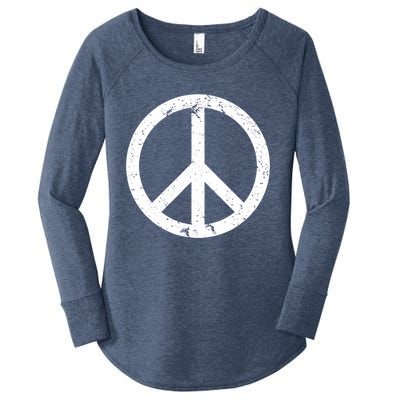 Vintage Peace Sign White Distressed Gift Women's Perfect Tri Tunic Long Sleeve Shirt