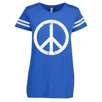 Vintage Peace Sign White Distressed Gift Enza Ladies Jersey Football T-Shirt