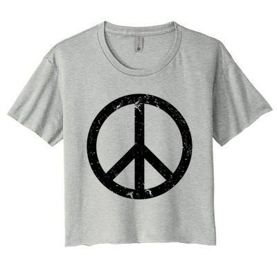 Vintage Peace Sign White Distressed Gift Women's Crop Top Tee